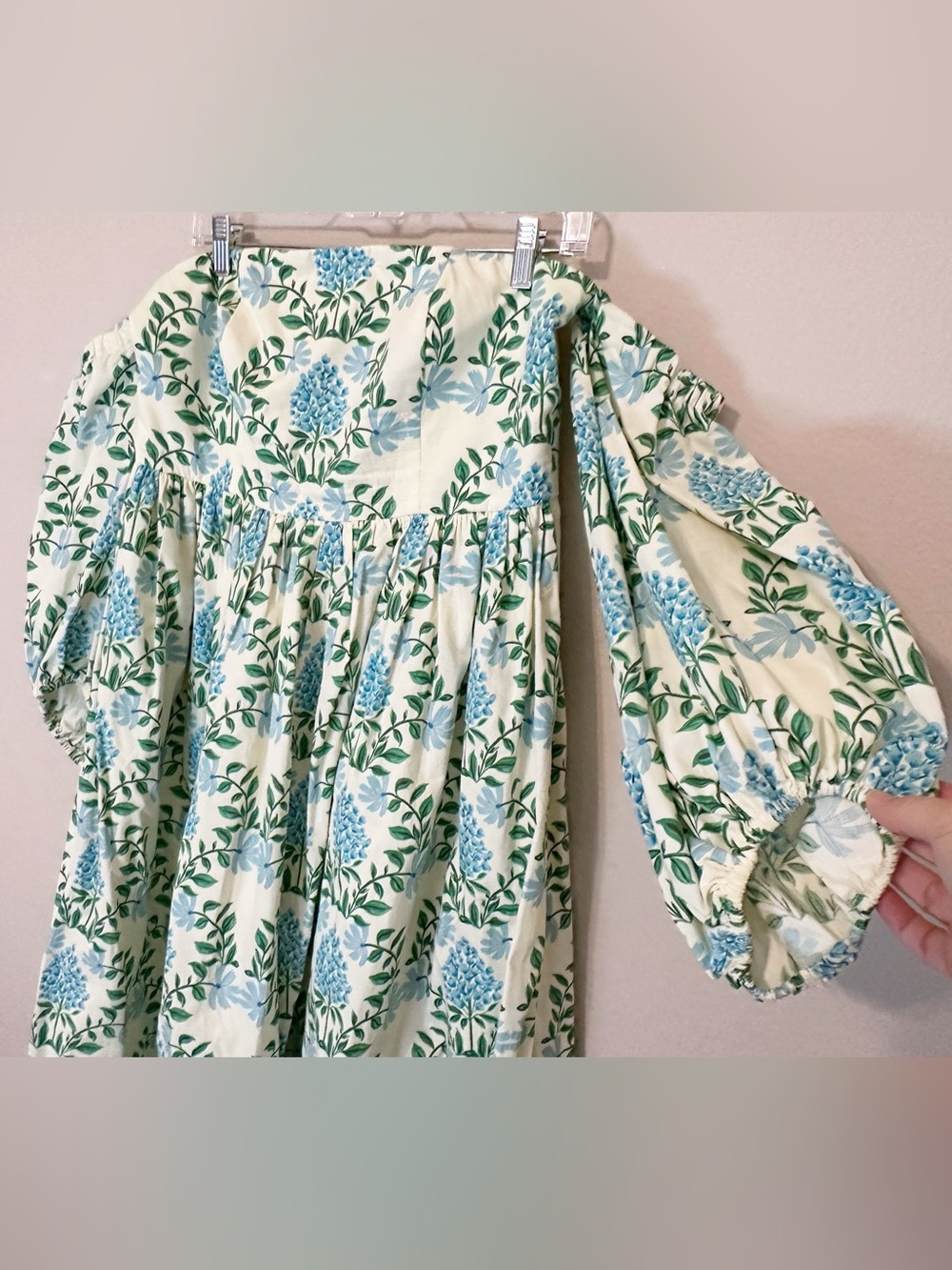Anthropologie Let Me Be Blue and Green Hydrangea Printed Midi Dress - size M - Picture 10 of 16